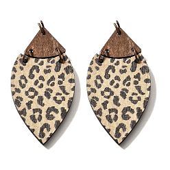 Фора Большие подвески из тополя с принтом, Очарование лошадиных глаз, с целью перехода в кольце, оранжевые, 55.5x29x2.5 мм, отверстие : 5 мм