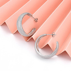 Платина Латунь серьги, арка, платина, 30.5x8.8x3 мм, штифты : 0.8 мм