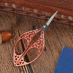 Розовое Золото Ножницы из нержавеющей стали для полых цветов, ножницы для вышивания, швейные ножницы, розовое золото , 110x48.5x6.57 мм