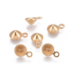 Golden 304 Stainless Steel Pendant Rhinestone Settings, Golden, 8.5x5.5x3mm, Hole: 1.2mm, Fit For 5mm Rhinestone