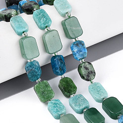 Смешанные камни Натуральный рубин в нитях из цоизита и амазонита в форме цветка, авантюрина зеленого цвета и апатита., овальные, с бисером и картоном, 10~14x7~10x3.5~6 мм, отверстие : 0.7~1 мм, около 13~14 шт / нитка, 7.09~7.87 дюйм (18~20 см), 1 прядь / комплект