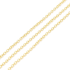 Real 18K Gold Plated Brass Cable Chains, Long-Lasting Plated, with Spool, Cadmium Free & Lead Free, Soldered, Real 18K Gold Plated, 2x1.5x0.2mm, about 32.8 Feet(10m)/roll