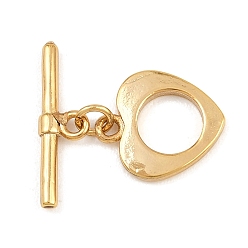 Настоящее золото 18K Застежки-тоглы в форме сердца из латуни, без кадмия и без свинца, долговечный, реальный 18 k позолоченный, 5.5~13.5x12~17.5x1.5~2.5 мм, отверстие : 1.5 мм