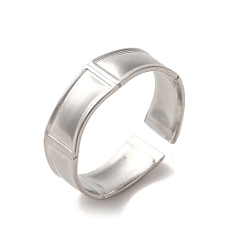 Stainless Steel Color Non-Tarnish 304 Stainless Steel Open Cuff Ring, Stainless Steel Color, 6mm, Inner Diameter: 17.8mm
