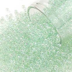 (172D) Dyed Pastel Green Transparent Rainbow Круглые бусины toho, японский бисер, (172 г) окрашенная в пастельно-зеленый цвет прозрачная радуга, 11/0, 2.2 мм, отверстие : 0.8 мм, Около 50000 шт / фунт