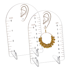 Прозрачный Акриловые подставки для сережек с наклонной спинкой в форме арки со шкалой, прозрачные, 90x50x130 мм