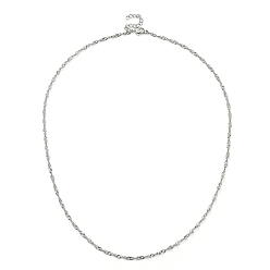 Нержавеющая Сталь Цвет Не тускнеет 304 ожерелья из нержавеющей стали сингапурская цепь, цепочки ожерелья волна воды, с карабин-лобстерами , цвет нержавеющей стали, 19.88 дюйм (50.5 см), 2.5 мм