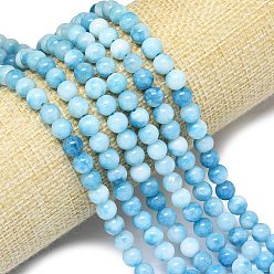 Светло-Голубой Натуральный Malaysia нефритовые бусы пряди, окрашенная и подогревом, круглые, Небесно-голубой, 6 мм, отверстие : 0.9~1 мм, около 60~62 шт / нитка, 15.08''~15.16'' (38.3~38.5 см)