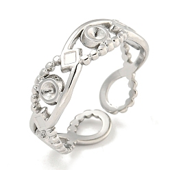 Нержавеющая Сталь Цвет Устойчивы к потускнению 304 компоненты открытого кольца из нержавеющей стали, установка кольца со стразами и подушечкой, цвет нержавеющей стали, лоток : 2x1.5 мм, пригодный для стразов 2 мм, регулируемый