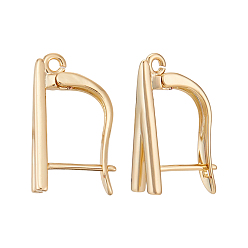 Настоящее золото 14K 5пары V-образных латунных серег-колец с покрытием, застежкой-защелкой и горизонтальной петлей, долговечный, без кадмия и без свинца, реальный 14 k позолоченный, 18x10.5x6 мм, отверстие : 0.9 мм, штифты : 0.8 мм