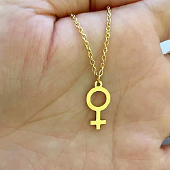 Золотой Гендерный символ 201 ожерелья из нержавеющей стали с подвесками из сплава для женщин, золотые, 17.72 дюйм (45 см)