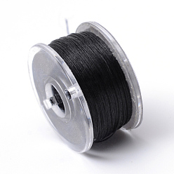 Black Special Coated Polyester Beading Threads for Seed Beads, Black, 0.1mm, about 50yards/roll