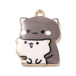 Серый Подвески из эмали и сплава, золотой свет, кошачье очарование, серые, 22x16x2 мм, отверстие : 1.6 мм