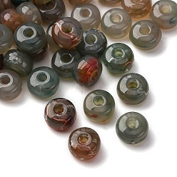 Темно-оливково-зеленый Прозрачные акриловые бусины, плоско-круглые, два тона, темно-оливковый зеленый, 7x4 мм, отверстие : 1.8 мм, 65~70 шт / комплект