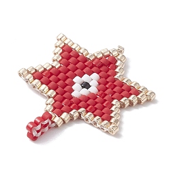 Mixed Color Handmade MIYUKI Delica Seed Loom Pattern, Hexagram with Evil Eye Pendant, Mixed Color, 27x21x1.8mm, Hole: 1.8mm