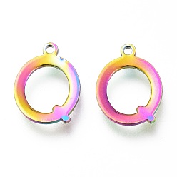 Letter Q Ионное покрытие (ip) 304 брелоки из нержавеющей стали, лазерная резка, алфавит, Радуга цветов, letter.q, 12.5x9.5x0.8 мм, отверстие : 1 мм