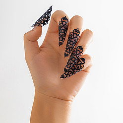 Черный 5шт. хэллоуин готический конус железный полый протектор для пальцев, декоративный чехол для пальца, чёрные, 4.3x1.3 см