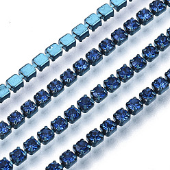 Light Sapphire Electrophoresis Iron Rhinestone Strass Chains, Rhinestone Cup Chains, with Spool, Light Sapphire, SS6.5, 2~2.1mm, about 10yards/roll
