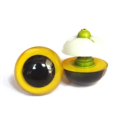 Желтый Abs пластиковые глаза куклы, Чучела игрушечных глаз, безопасные глаза, с распоркой, полукруглый, желтые, 18 мм