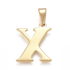 Letter X 304 подвески из нержавеющей стали, золотые, Начальная letter.x, 26x20x1.5 мм, отверстие : 3x9 мм