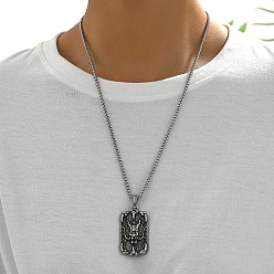 Дракон Панк 201 ожерелья с подвесками из нержавеющей стали, цвет нержавеющей стали, дракон, 23.43 дюйм (59.5 см)