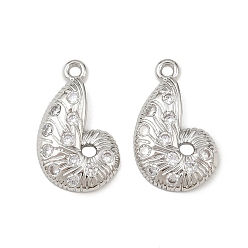 Платина Латунные микро проложить кубического циркония подвески, формы раковины, платина, 19.5x11.5x3 мм, отверстие : 1.6 мм