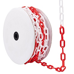 Rot Kunststoffkabelkette, Sicherheitsvorkehrungskette, mit Spule, weiß, rot, 250x80 mm, 25 m / Rolle, Link: 33x19x4 mm