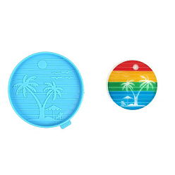 Темно-Голубой Силиконовые формы для плоских круглых чашек, формы для литья смолы, для уф-смолы, изготовление изделий из эпоксидной смолы, глубокое синее небо, 125x10 мм