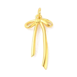 Золотой 925 стерлингов серебряные подвески, Подвески с бантиком, прыгающими кольцами и печатью 925, золотые, 21x10x2 мм, отверстие : 2 мм