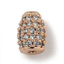 Розовое Золото Латунные микро проложить кубического циркония бусы, овальные, розовое золото , 7x5 мм, отверстие : 1.2 мм