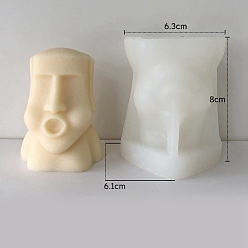 Белый Скандинавский стиль, абстрактное искусство, статуя Моаи, сделай сам, силиконовые формы для свечей, формы для ароматерапевтических свечей, формы для изготовления ароматических свечей, белые, 6.1x6.3x8 см