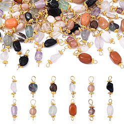 Смешанные камни 80 шт. 8 подвески для разъемов с натуральными драгоценными камнями, с 304 фурнитурой из нержавеющей стали, 17~20 мм, отверстие : 1.1~2.8 мм, 10 шт / стиль