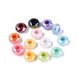 (52) Непрозрачная лаванда УФ-покрытие непрозрачные акриловые европейские бусины, радужный, рондель, граненые, большое отверстие шарик, разноцветные, 11.5~12x6.5 мм, отверстие : 4.8 мм