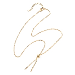 Золотой 1.5мм латунная текстурированная овальная цепочка-слайдер для изготовления ожерелья, с 304 из нержавеющей стали Lobster Claw застежками, золотые, 20.28 дюйм (51.5 см)