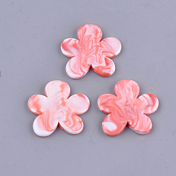 Лосось Акриловые бусины, Стиль имитация драгоценных камней, два тона, цветок, salmon, 40x42x5.5 мм, Отверстие : 3 мм , около 85 шт / 500 г