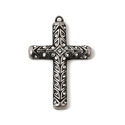 Античное Серебро 304 из нержавеющей стали горный хрусталь подвески, крест прелести, зеркальная полировка, античное серебро, 39x25x4 мм, отверстие : 1.6 мм