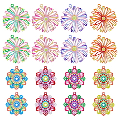 (52) Непрозрачная лаванда 48шт 8 стили окрашены распылением 430 филигранные подвески из нержавеющей стали, цветочный шарм, разноцветные, 22~26x20~24x0.4~0.5 мм, отверстие : 1.4~1.5 мм, 6 шт / стиль