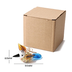 Белый Стекло подвесные украшения, с джутовой веревкой, птица, белые, Кулон : 60x90 мм