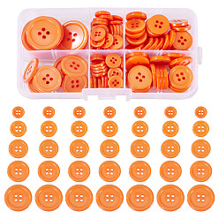 Темно-Оранжевый 4 кнопки отверстия смолы, плоско-круглые, темно-оранжевый, 11~25x2~3 мм, отверстие : 1~2 мм, 190 шт / комплект