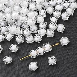 Прозрачный Прозрачные акриловые бусины, бусина в бусине, граненый куб, прозрачные, 8x7x7 мм, Отверстие : 2 мм , около 2000 шт / 500 г