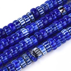 Средно-синий Ручной работы тысячецветник стеклянные бусины нитки, баррель, светло-синий, 7.5~9x4 мм, отверстие : 1 мм, около 95~97 шт / нитка, 14.76~14.96'' (37.5~38 см)