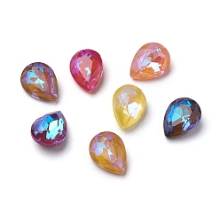 (52) Непрозрачная лаванда Стеклянные стразы кабошоны, флуоресцентный стиль мокко, назад назад, граненые, слеза, разноцветные, 8x6x3 мм