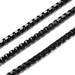 Черный 304 нержавеющая сталь коробка цепи, несварные, вакуумное покрытие pvd, чёрные, 2.5x2.5x1.5 мм