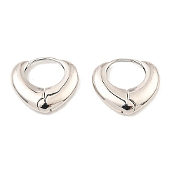 Платина Латунные серьги обруча, слеза, платина, 17x19x4 мм