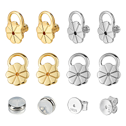 (52) Непрозрачная лаванда 12 шт. 925 гайки для ушей из стерлингового серебра, силикона и латуни, разноцветные, 6~12x6~8x5~5.5 мм