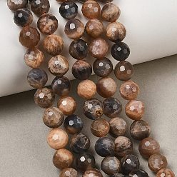 Black Moonstone Натуральный черный лунный камень бисер пряди, граненые, круглые, 8~8.5 мм, отверстие : 1 мм, около 46 шт / нитка, 15.16 дюйм (38.5 см)