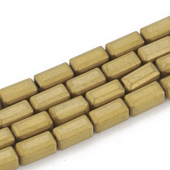 Golden Plated Electroplate Non-magnetic Synthetic Hematite Beads Strands, Matte Style, Cuboid, Golden Plated, 8x4x4mm, Hole: 1mm, about 50pcs/strand, 15.74 inch