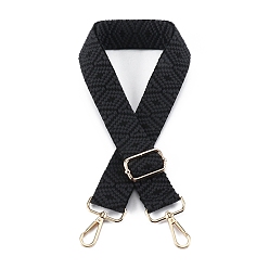 Черный Нейлоновая холщовая сумка с ромбическим узором, лямки для сумок, для замены сумочки или сумки через плечо, чёрные, 75~145x3.8 см