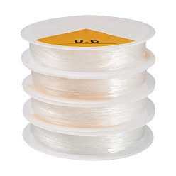 Clear 4 Rolls Round Crystal Elastic Stretch Thread, for Bracelets Gemstone Jewelry Making Beading Craft, Clear, 0.6mm, about 13.1 yards(12m)/roll