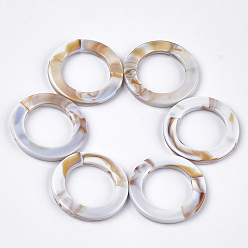 Floral White Acrylic Bead Frame, Imitation Gemstone Style, Ring, Floral White, 41x4.5mm, Hole: 2mm, about 130pcs/500g